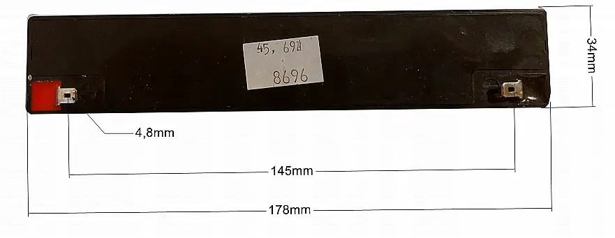 Akumulator żelowy 12V 2,2Ah BAT0220 rozmiary