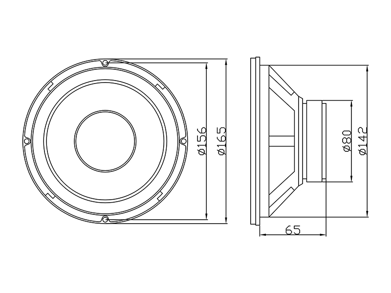 Głośnik niskotonowy BLOW B-165 16,5 cm 8 Ohm 30-551# rozmiary