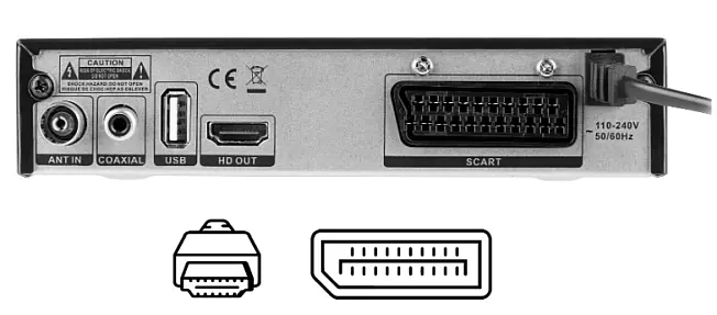 Tuner DVB-T2C Hevc H.265 10 bit Cabletech back