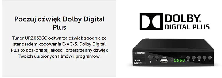 Tuner DVB-T2C Hevc H.265 10 bit Cabletech DOLBY