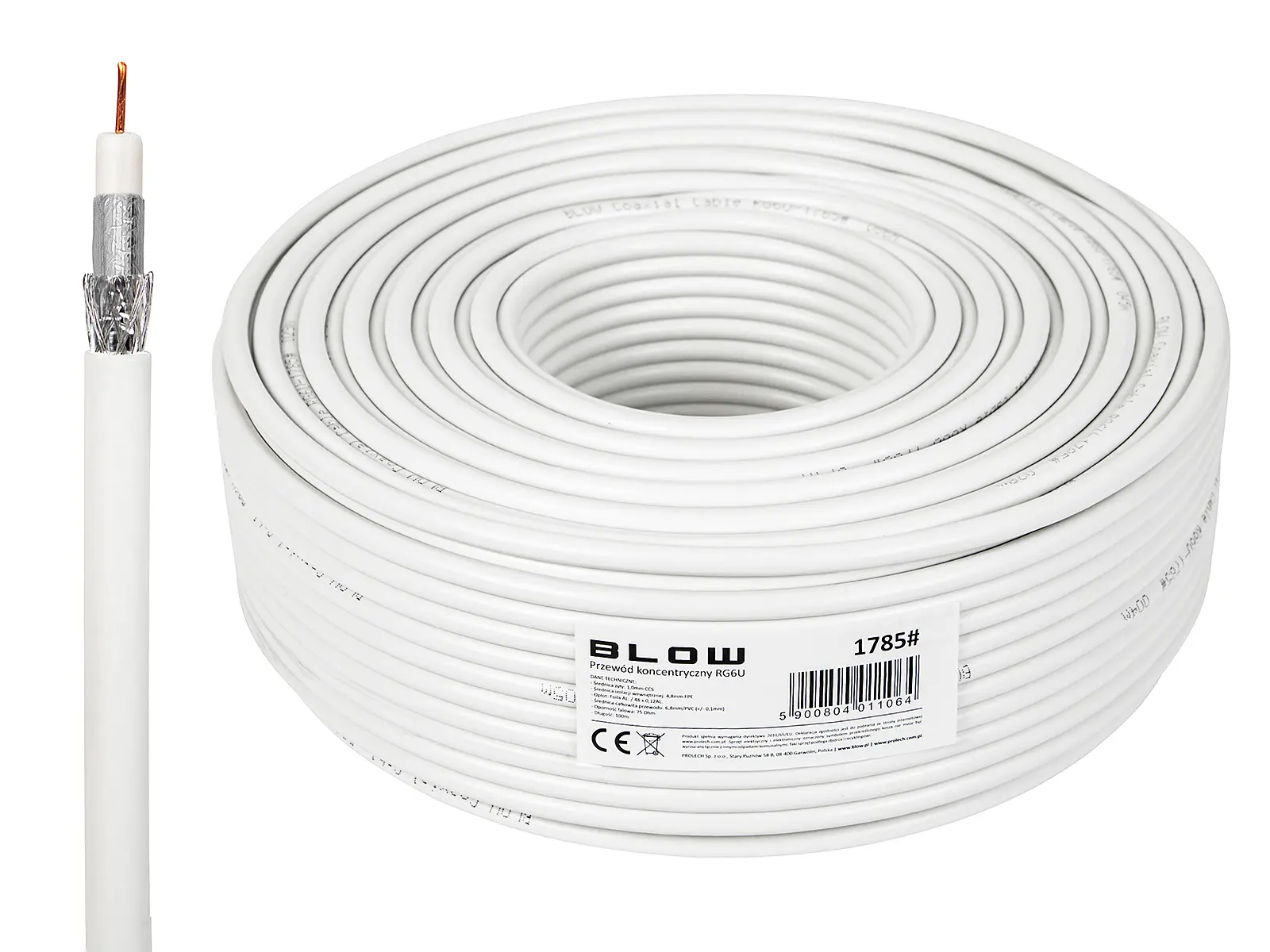 Kabel koncentryczny RG6U CCS 48x ekran 100m