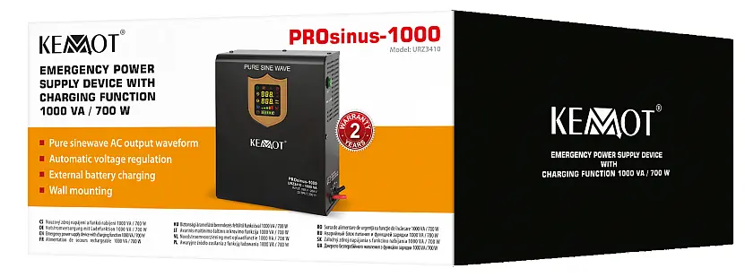 ZASILACZ AWARYJNE ZASILANIE KEMOT PROSINUS-1000 wersja naścienna box